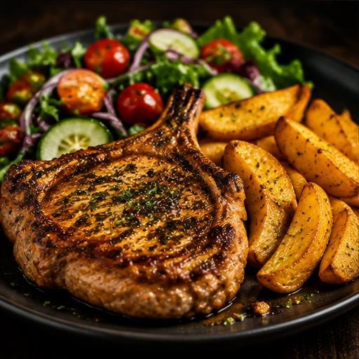Illustrative pork chop meal for event catering in Gqeberha